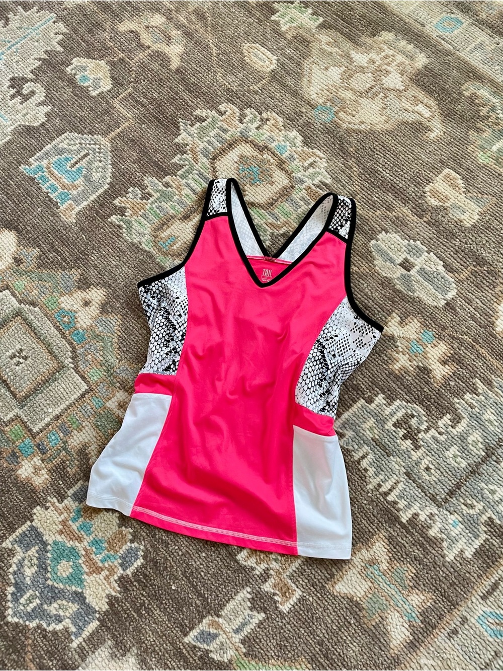 Tail Size Large Red & White Tank Top with Snake-Print Panels NWOT